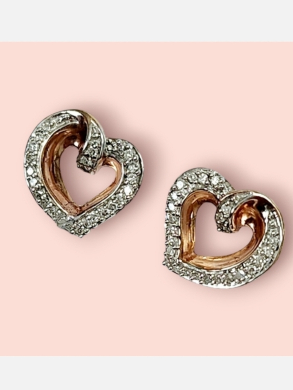 10K Rose gold Diamond Heart ❤️ Stud Earring
